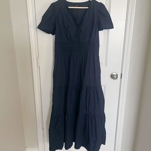 Quince Blue Ruffled Tiered Maxi Sundress